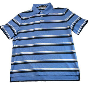 RLX Ralph Lauren Polo Shirt Men's Size L Wicking Short Sleeve Blue Striped